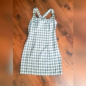 Vintage 90s Green/White Plaid, Buckle Top Dress, Juniors Size 5/6